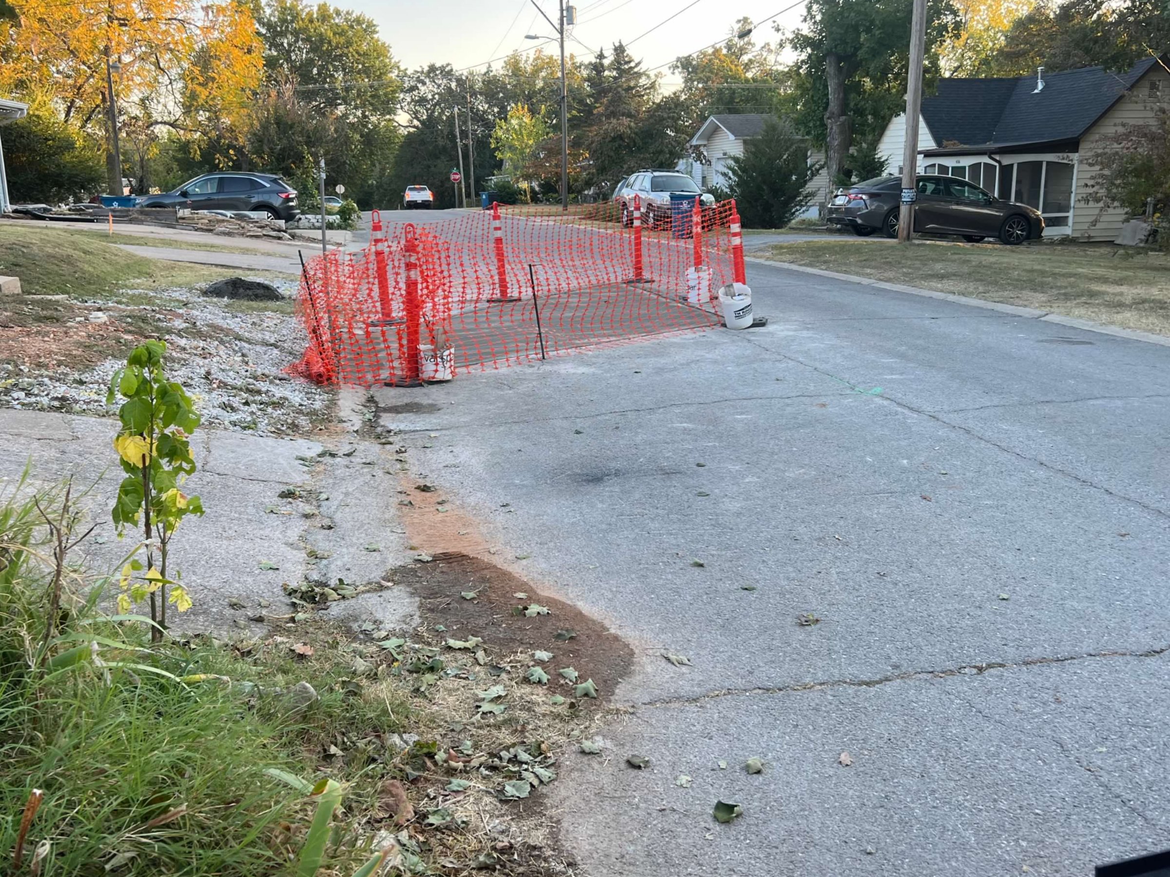 Marking Off a Concrete Work Area During Construction